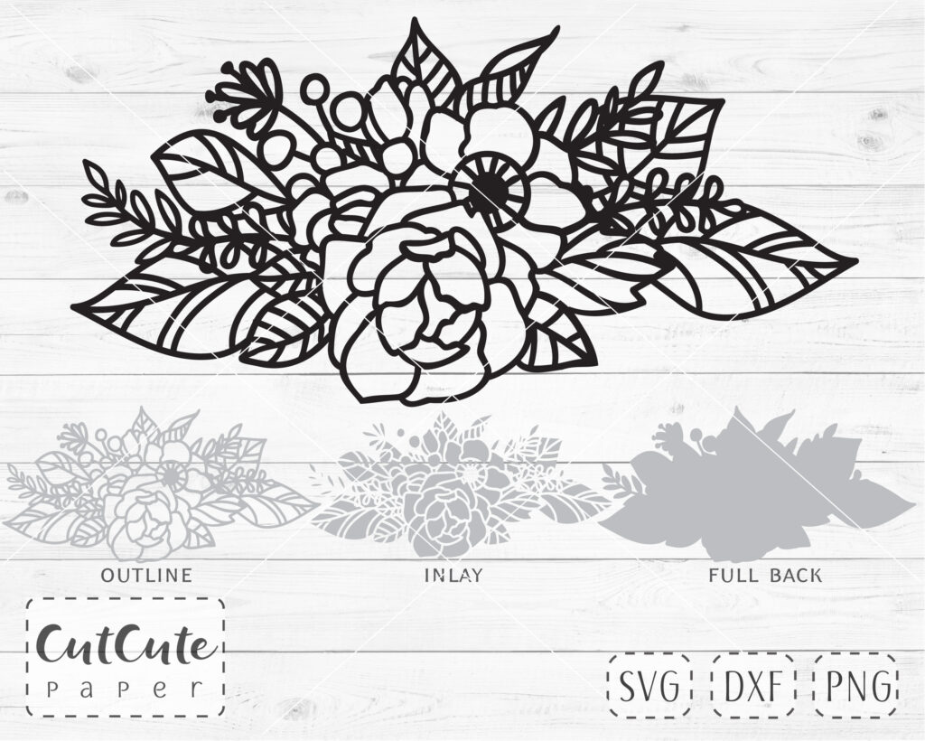 Download Floral SVG Layered Rose Bouquet cut files