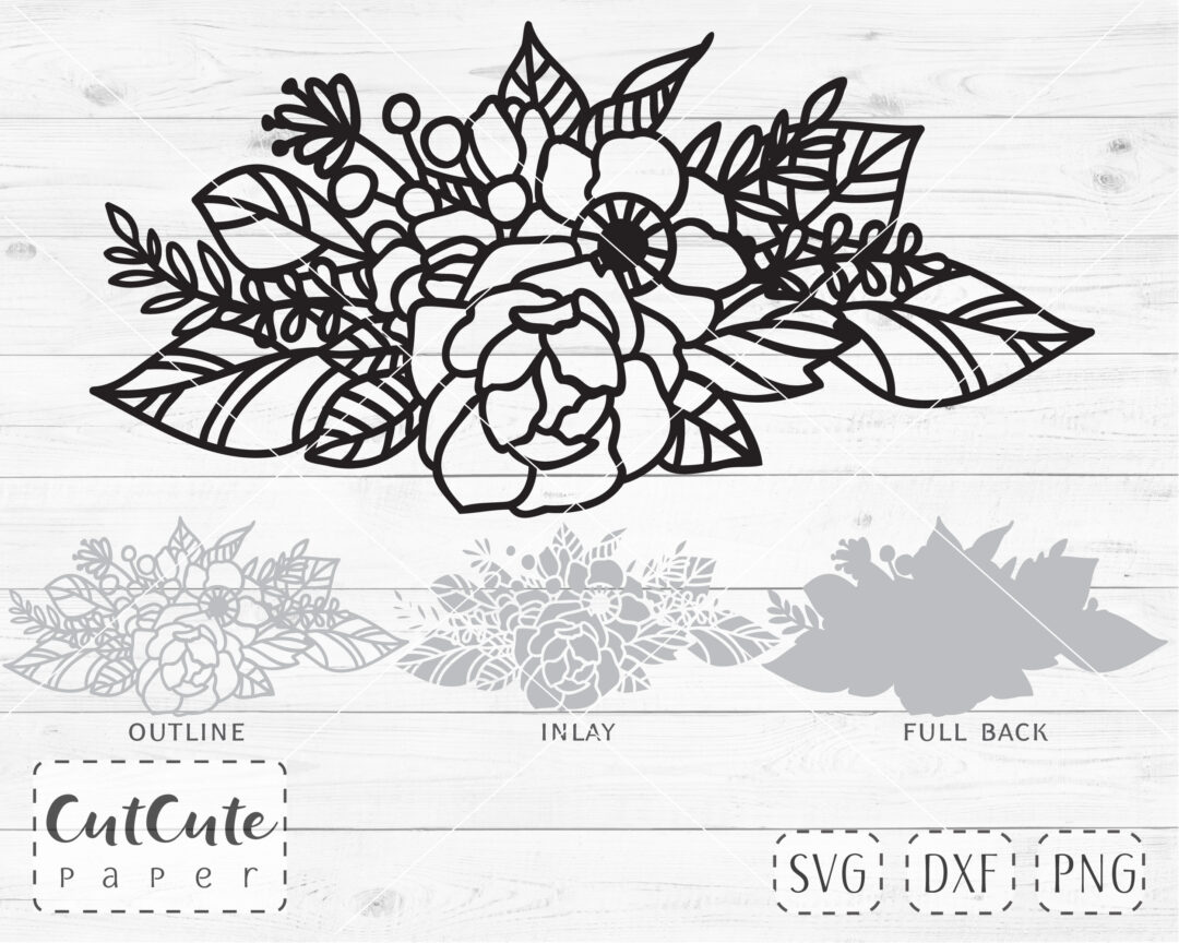 Layered floral bouquet svg template design