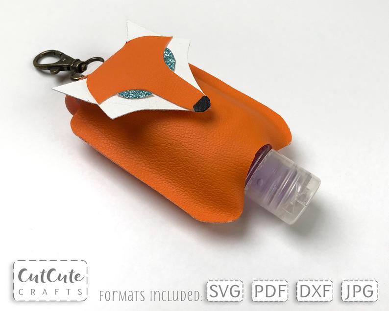 fox key fob sanitizer holder template for Cricut and Silhouette machines