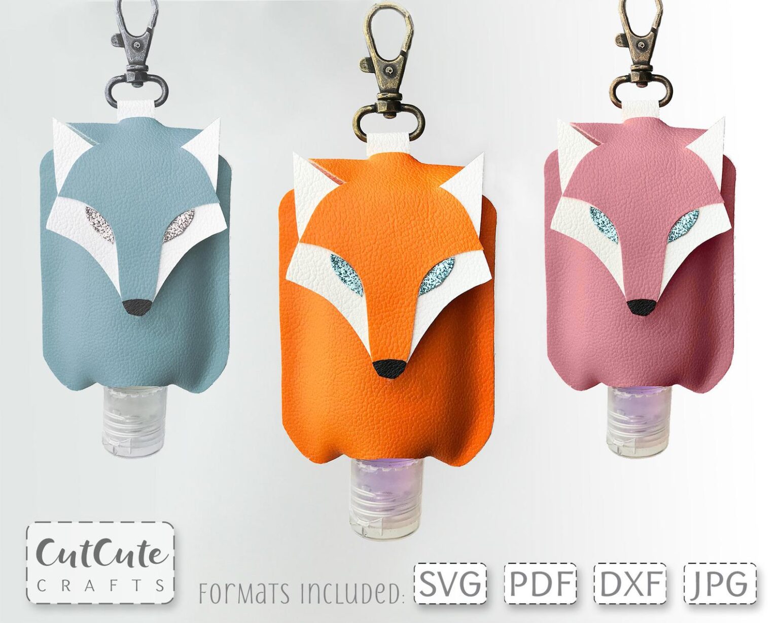 Fox Keychain Hand Sanitizer Holder Template for Cricut and Silhouette