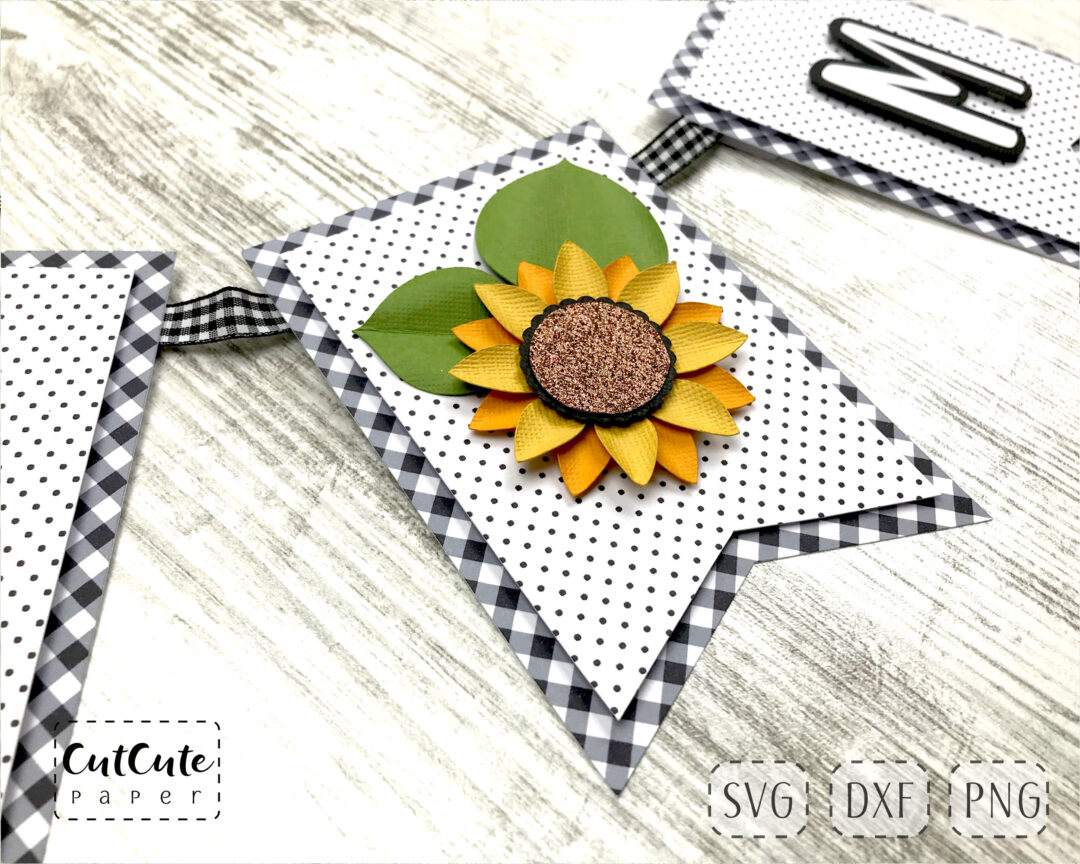 Sunflower Banner Bunting Template